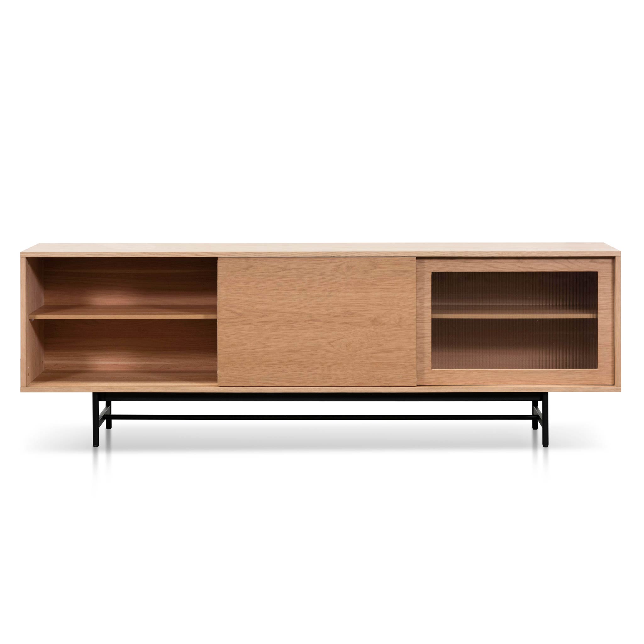 Sebastian Wooden Entertainment TV Unit - Natural with Flute Glass Door - TV Units