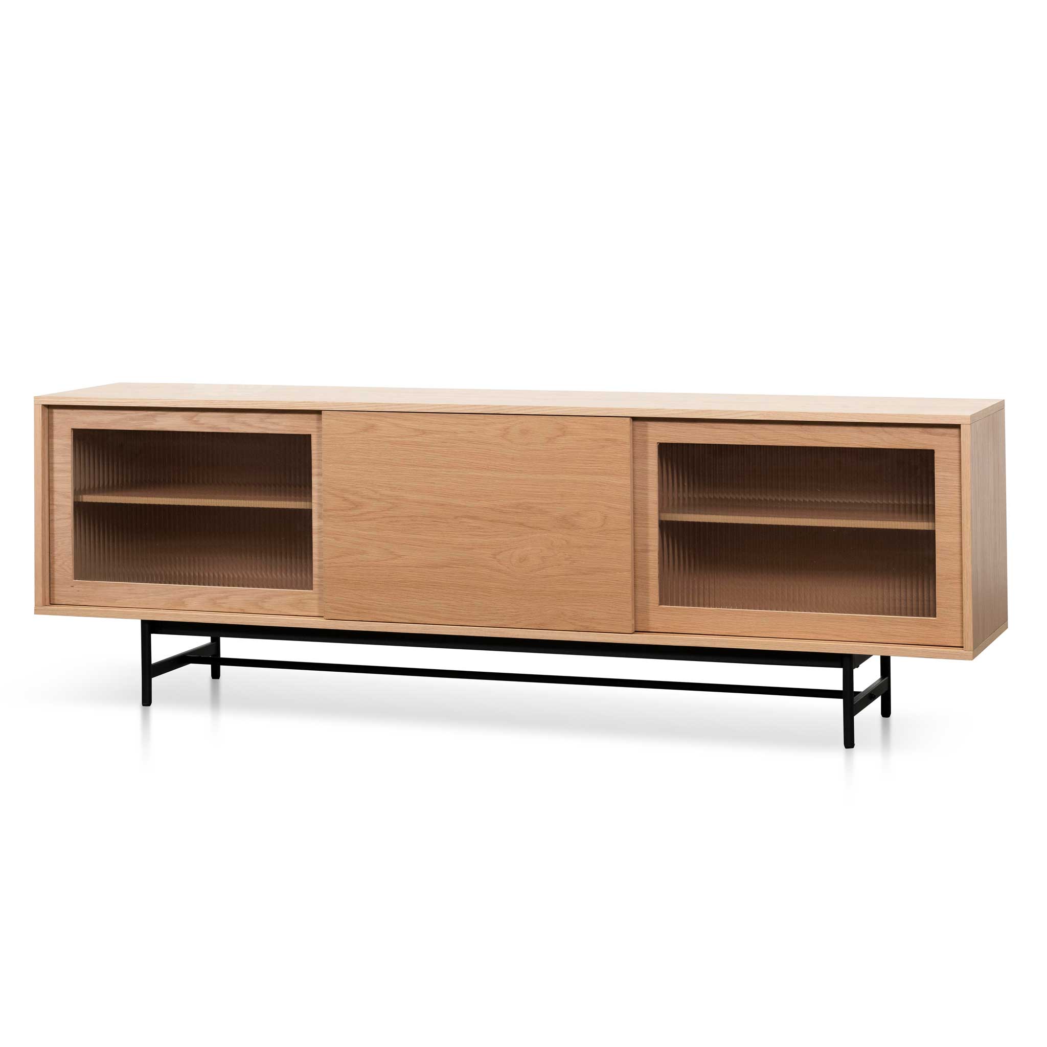 Sebastian Wooden Entertainment TV Unit - Natural with Flute Glass Door - TV Units