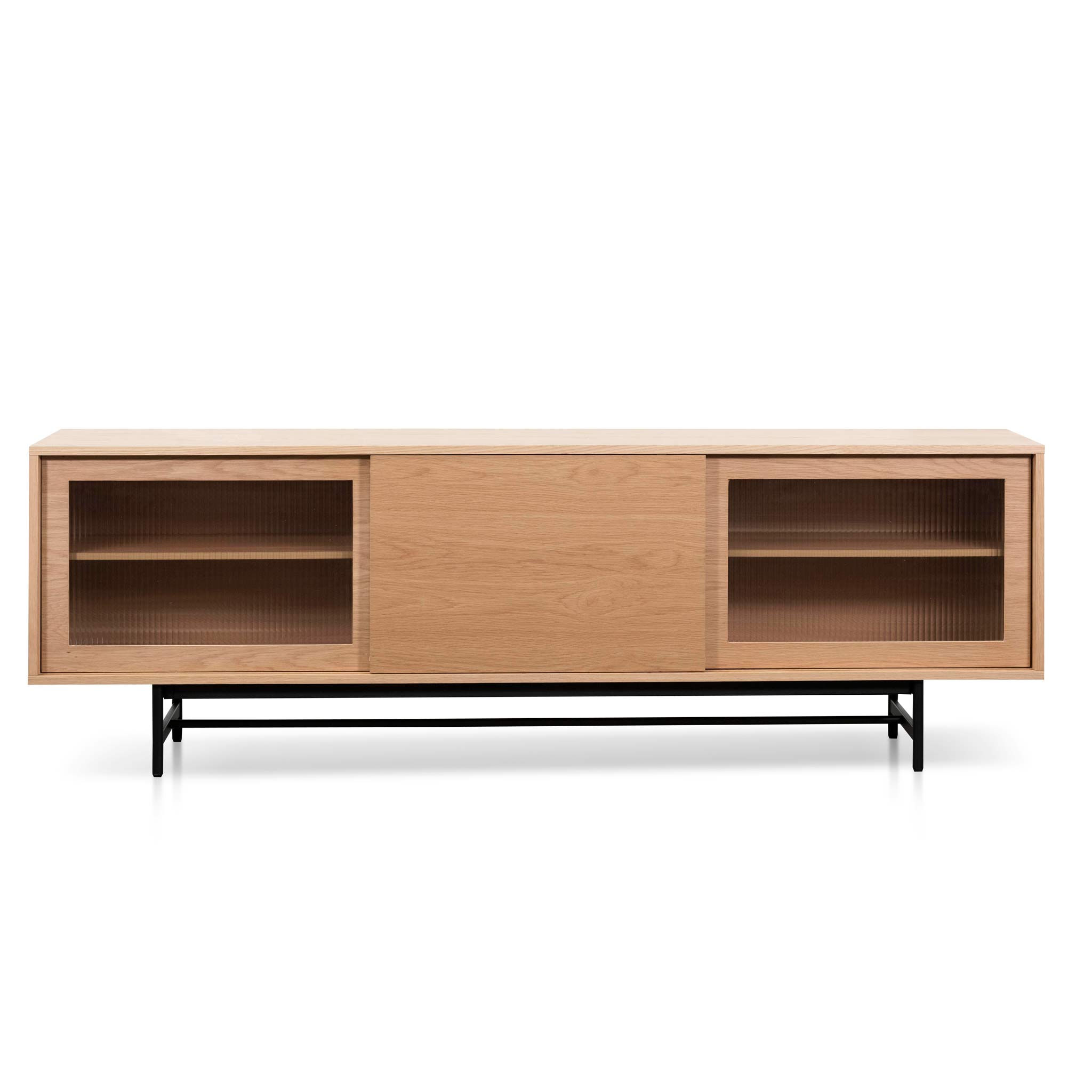 Sebastian Wooden Entertainment TV Unit - Natural with Flute Glass Door - TV Units