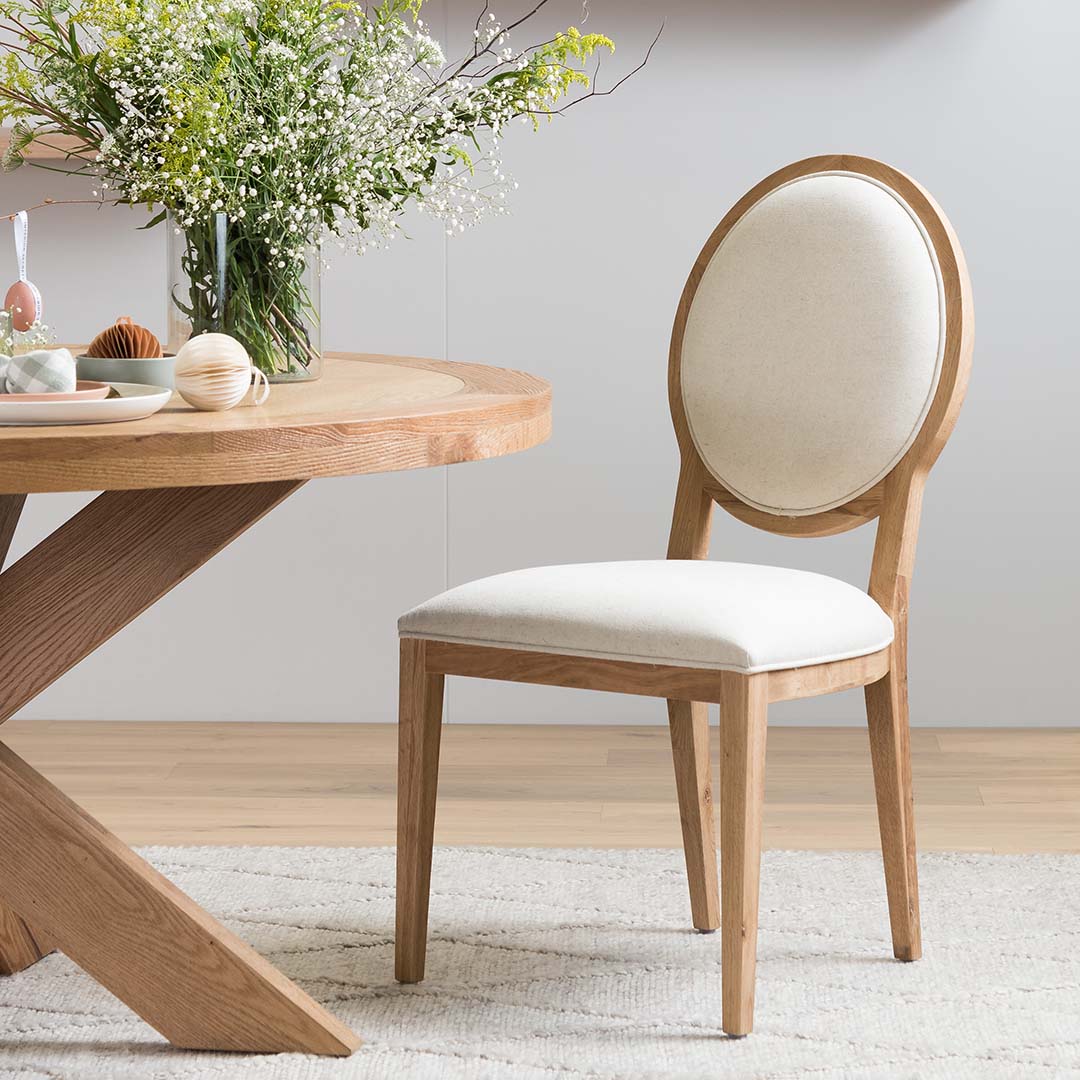 Set of 2 Ayla Fabric Dining Chair - Beige and Natural - Dining Chairs