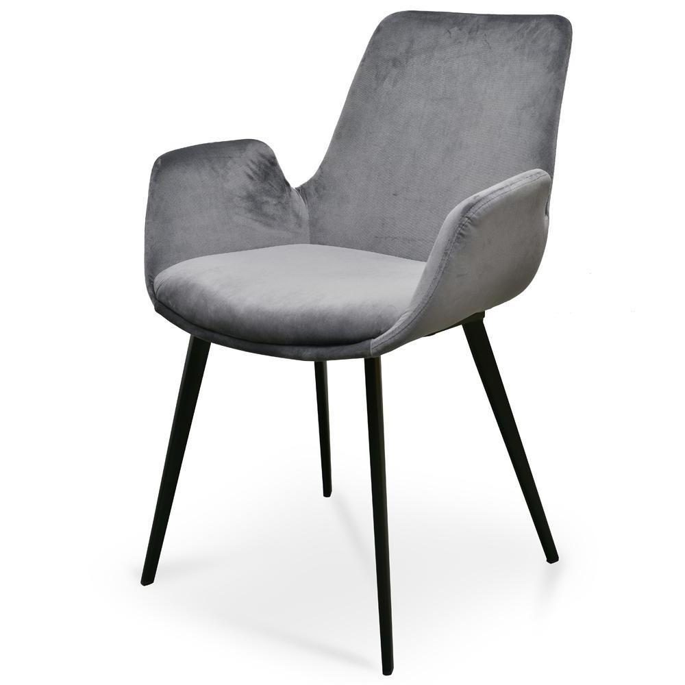 Set of 2 Como Dining Chair - Dark Grey Velvet - Dining Chairs