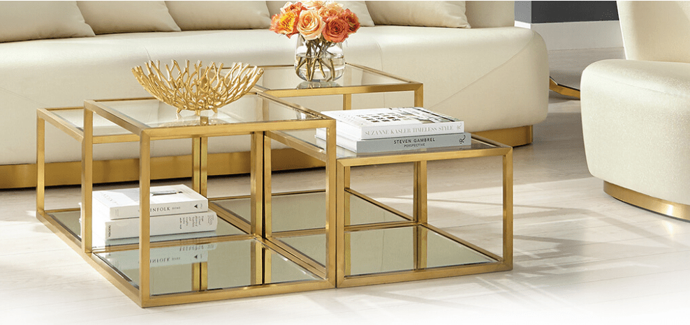 Set of 4 - Olivia Glass Coffee Table - Coffee Table