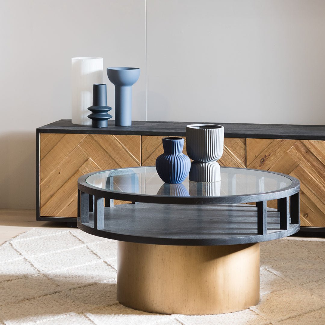 Sienna Round Black Coffee Table - Coffee Table