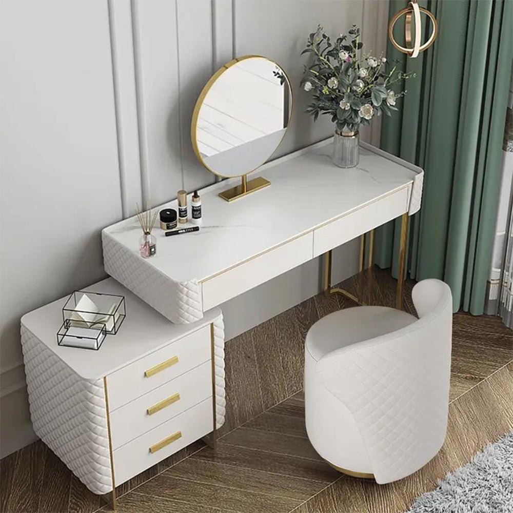 Stockholm White Stone Vanity Set - Make-Up Vanity