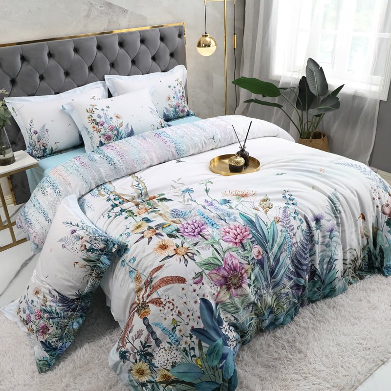 Summer Garden Duvet Cover Set (Egyptian Cotton, 500 TC) - Duvet Covers