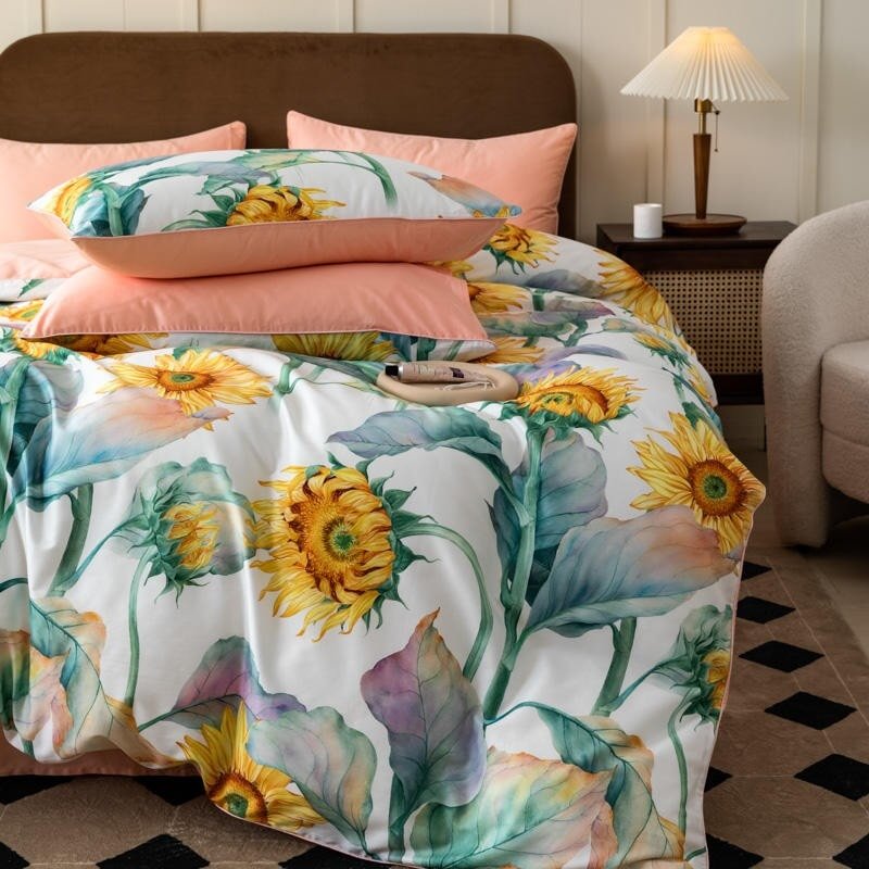 Sunflowers Duvet Cover Set (Egyptian Cotton, 500 TC) - Duvet Covers