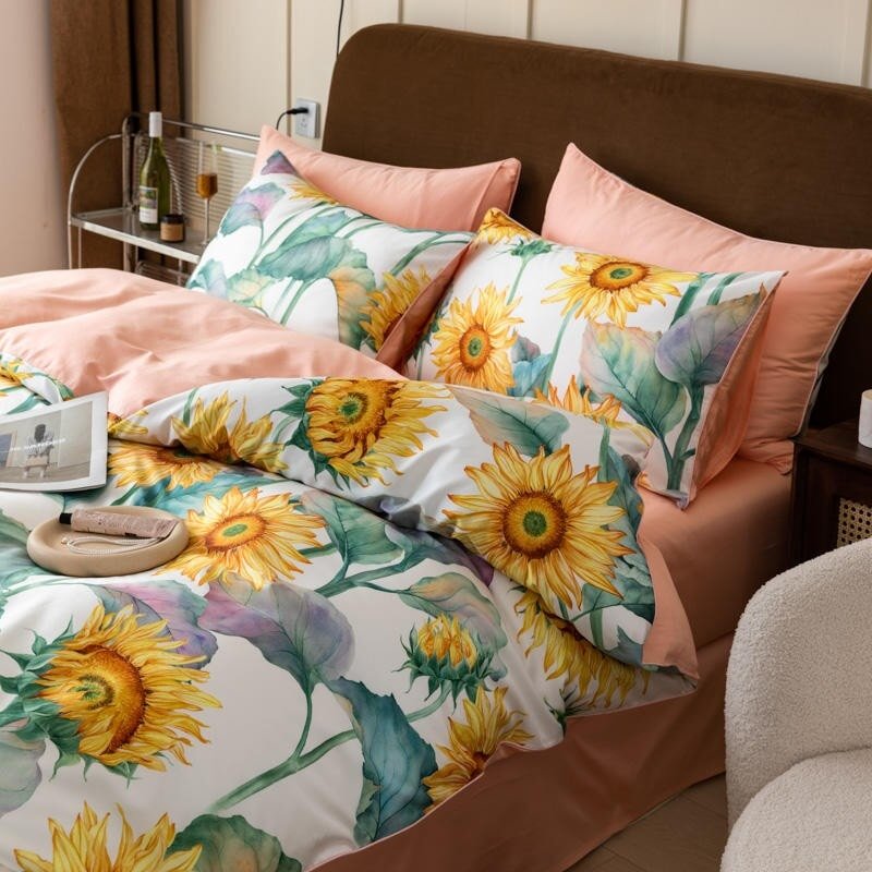 Sunflowers Duvet Cover Set (Egyptian Cotton, 500 TC) - Duvet Covers