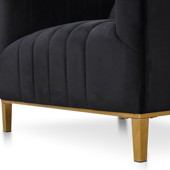 Theodore Black Velvet Armchair - Brushed Gold Base - Armchairs