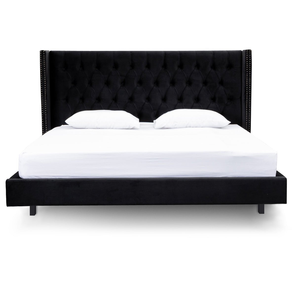 Theodore King Bed Frame - Black Velvet - Beds