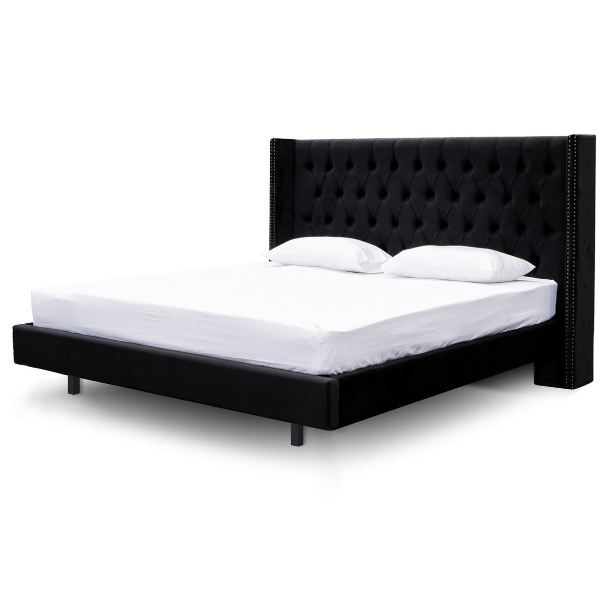 Theodore King Bed Frame - Black Velvet - Beds