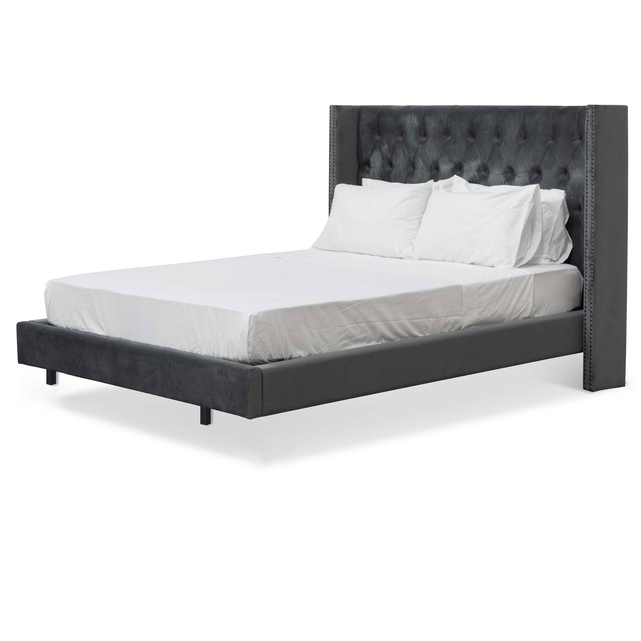 Theodore King Bed Frame - Charcoal Velvet - Beds