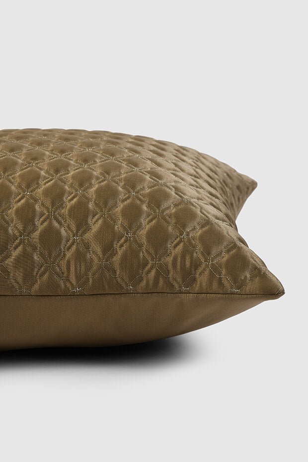 Trellis Quilted Pillow Cover , Champagne - Pillow Covers