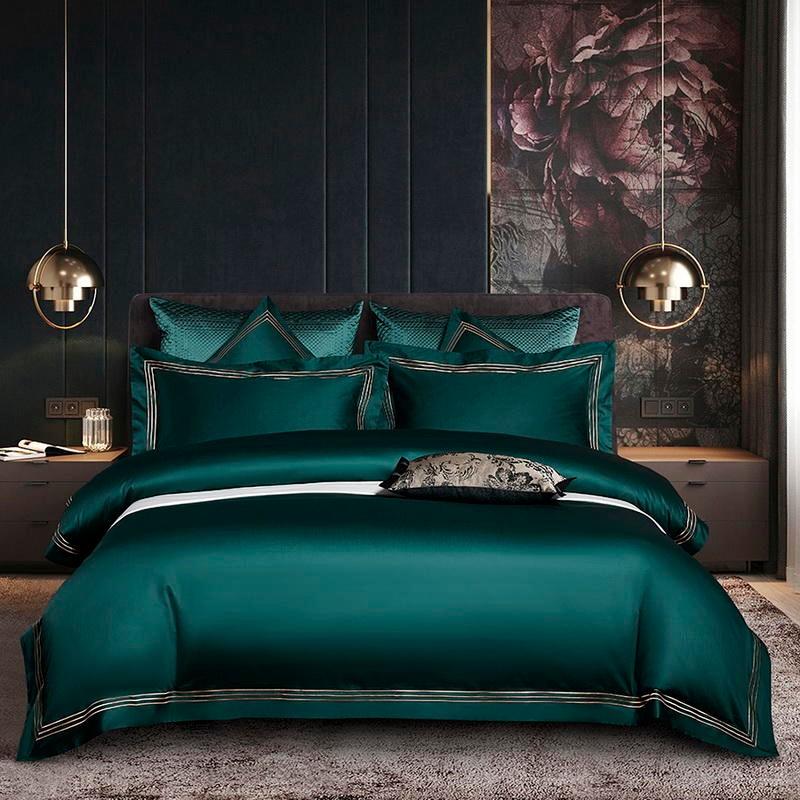 Triplo Bourdon Green Duvet Cover Set (Egyptian Cotton) - Duvet Covers