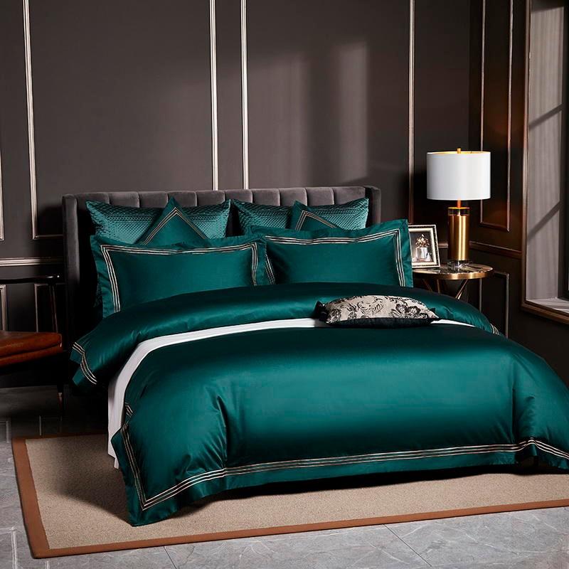 Triplo Bourdon Green Duvet Cover Set (Egyptian Cotton) - Duvet Covers