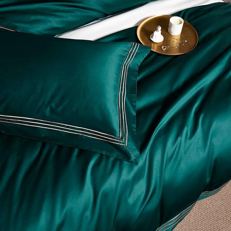 Triplo Bourdon Green Duvet Cover Set (Egyptian Cotton) - Duvet Covers