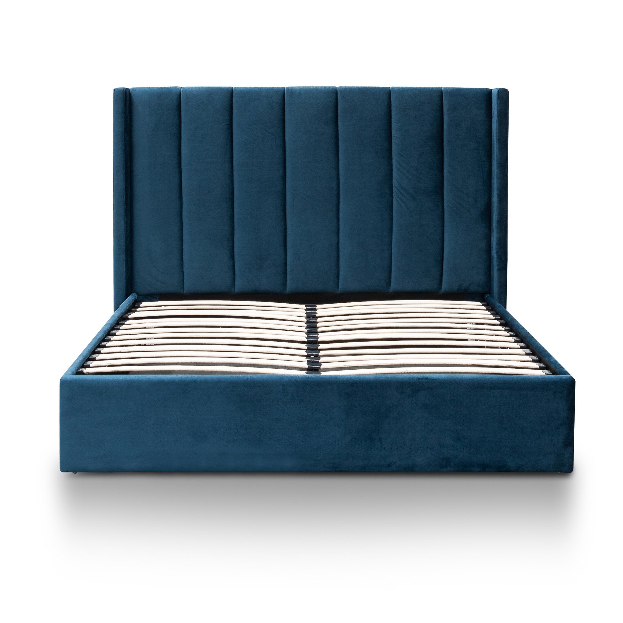 Vivienne Queen Bed Frame - Teal Navy Velvet - Beds