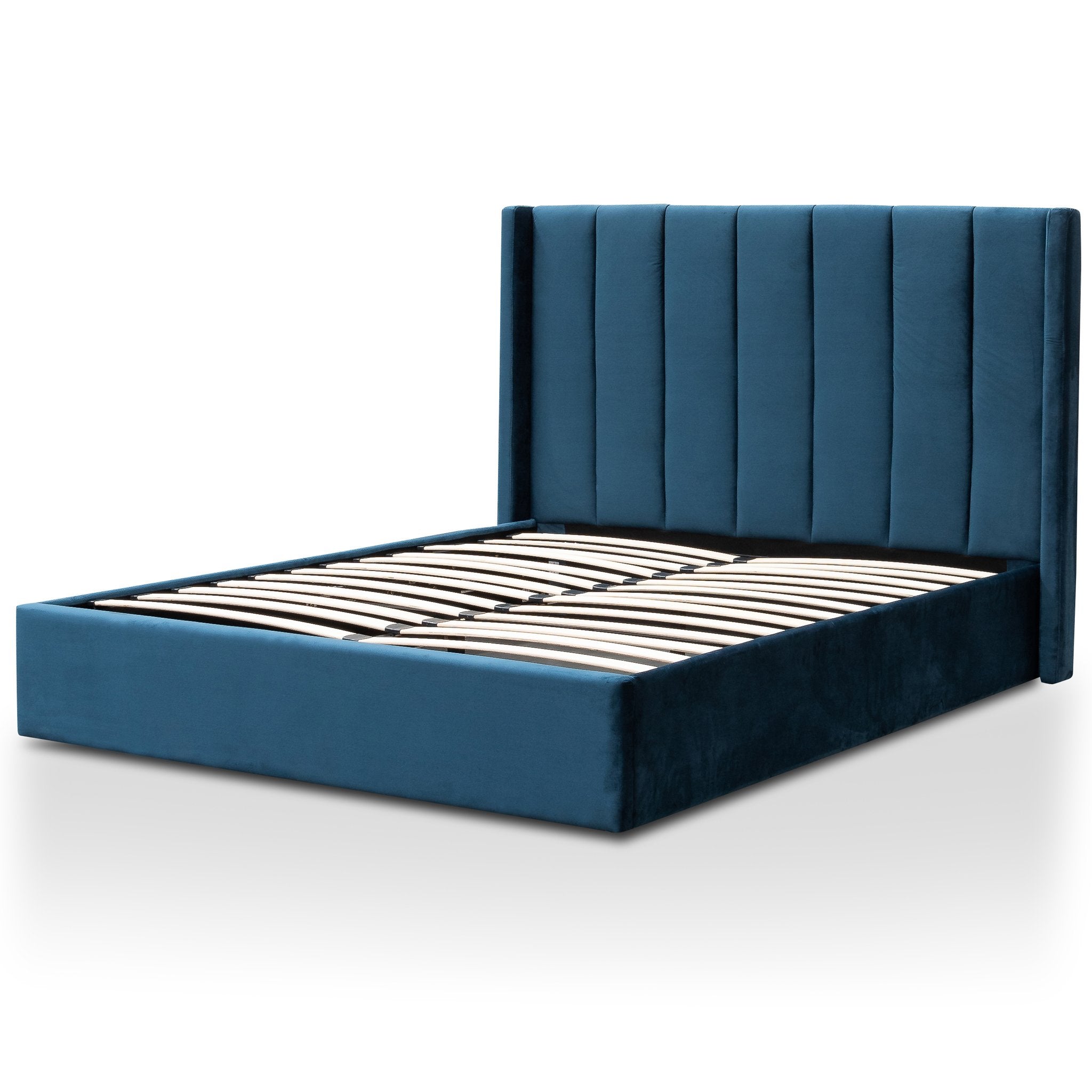 Vivienne Queen Bed Frame - Teal Navy Velvet - Beds