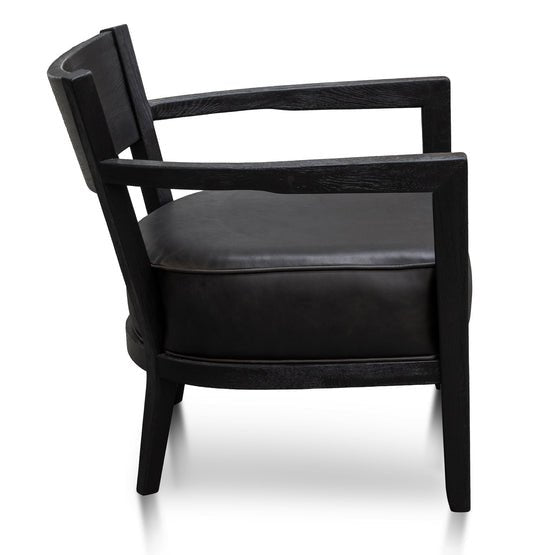 Wesley Leather Armchair - Full Black - Armchairs