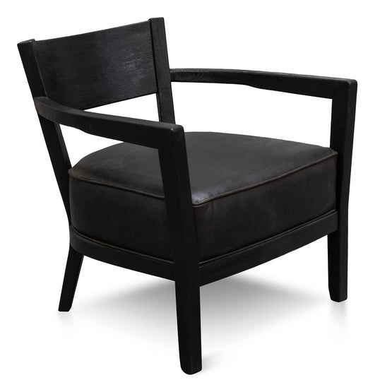 Wesley Leather Armchair - Full Black - Armchairs