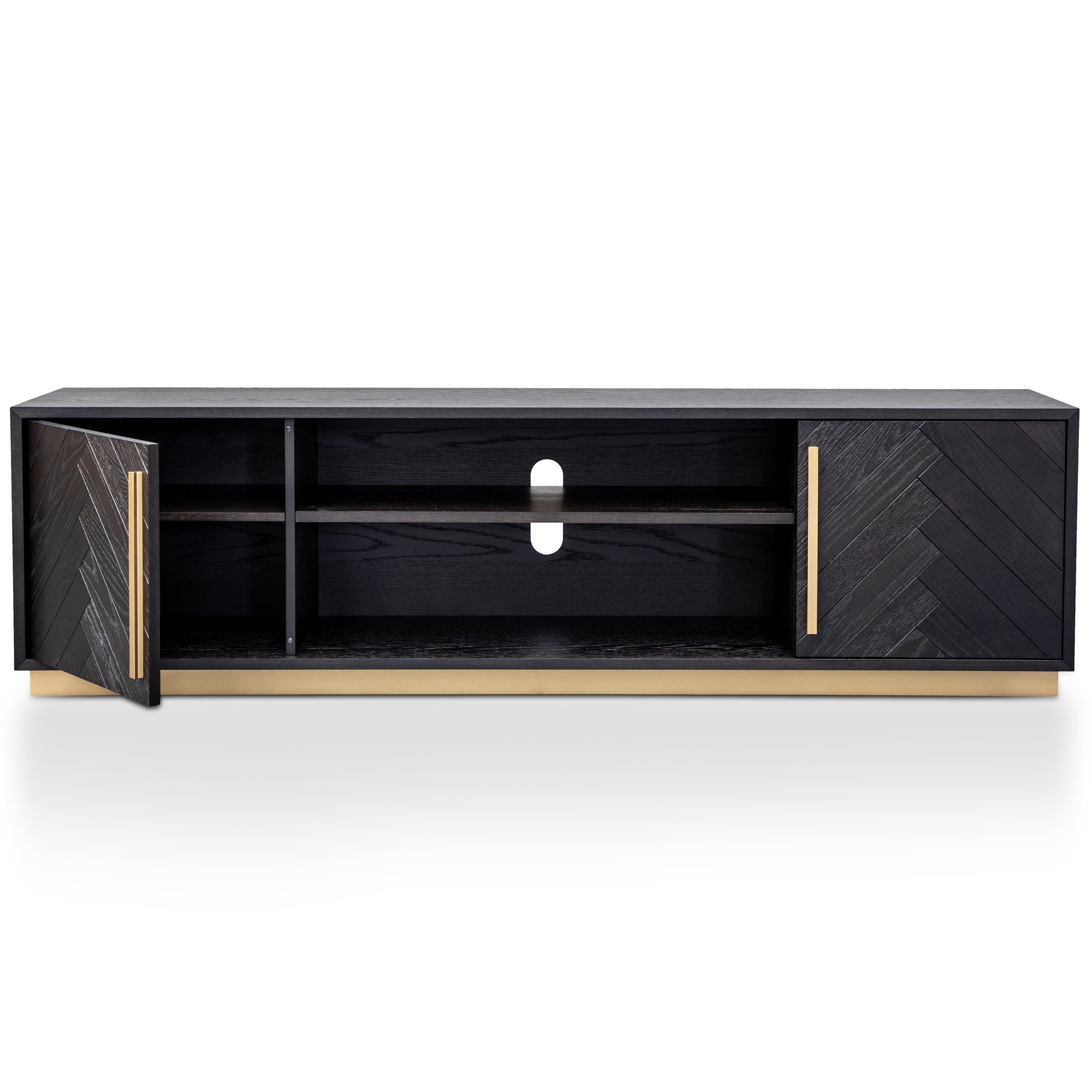 Willow Wooden TV Entertainment Unit - Ash Wood and Brass - TV Units