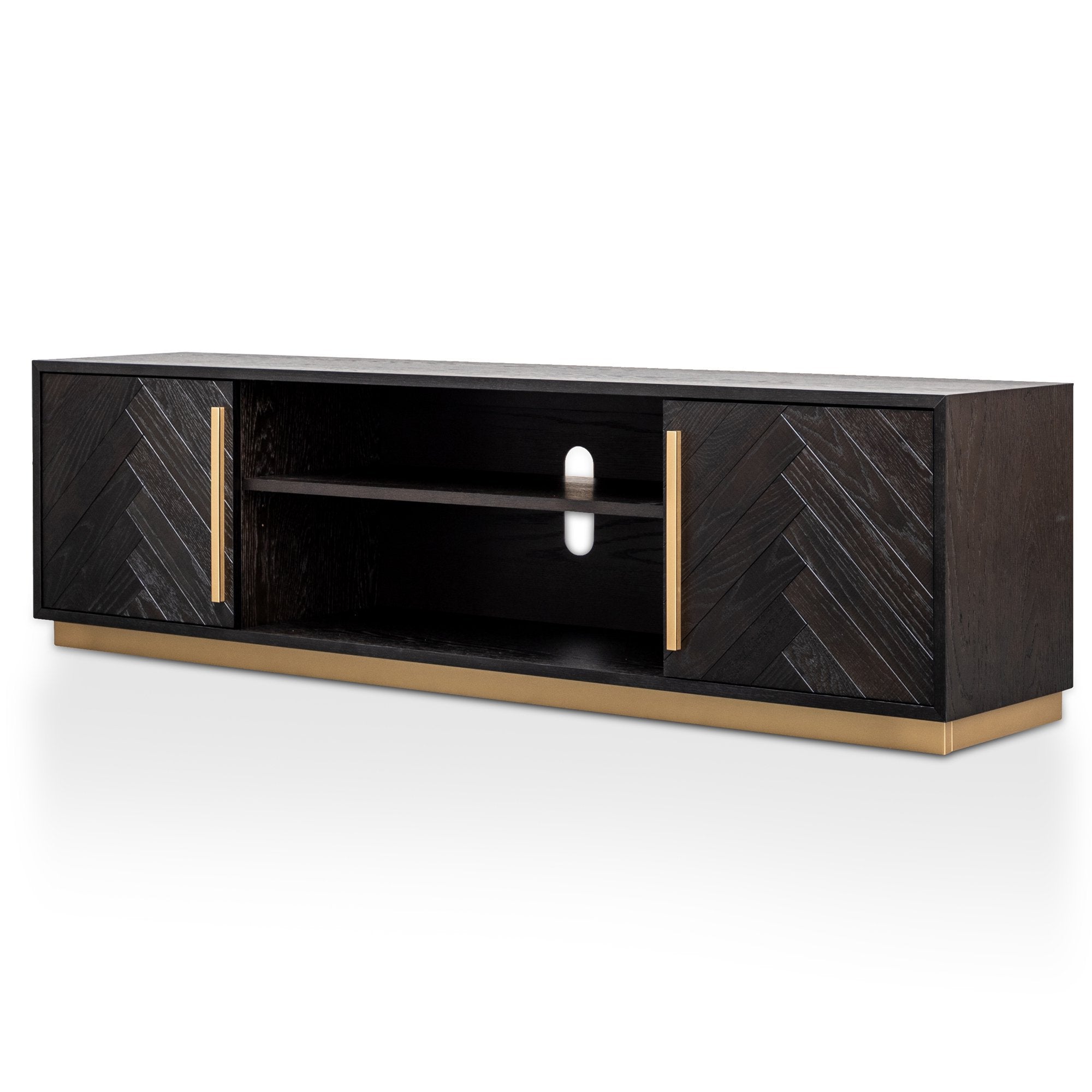 Willow Wooden TV Entertainment Unit - Ash Wood and Brass - TV Units