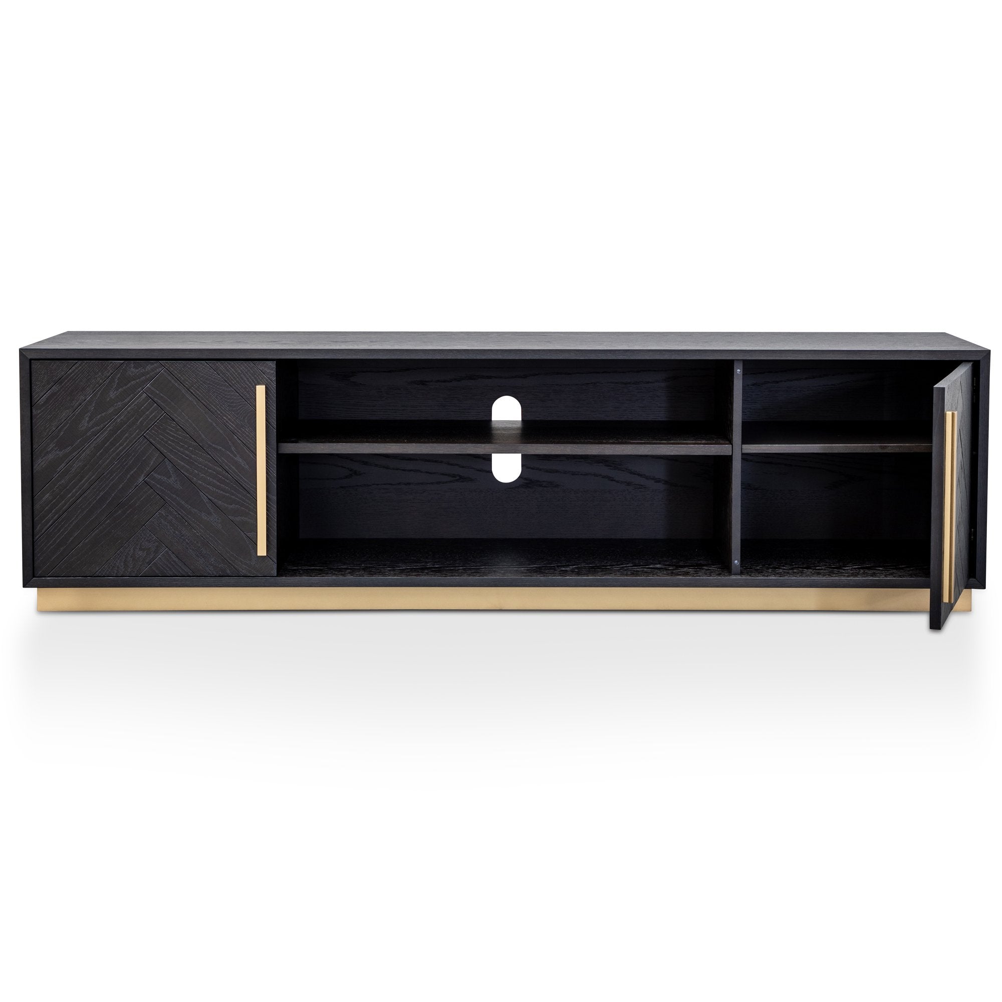 Willow Wooden TV Entertainment Unit - Ash Wood and Brass - TV Units