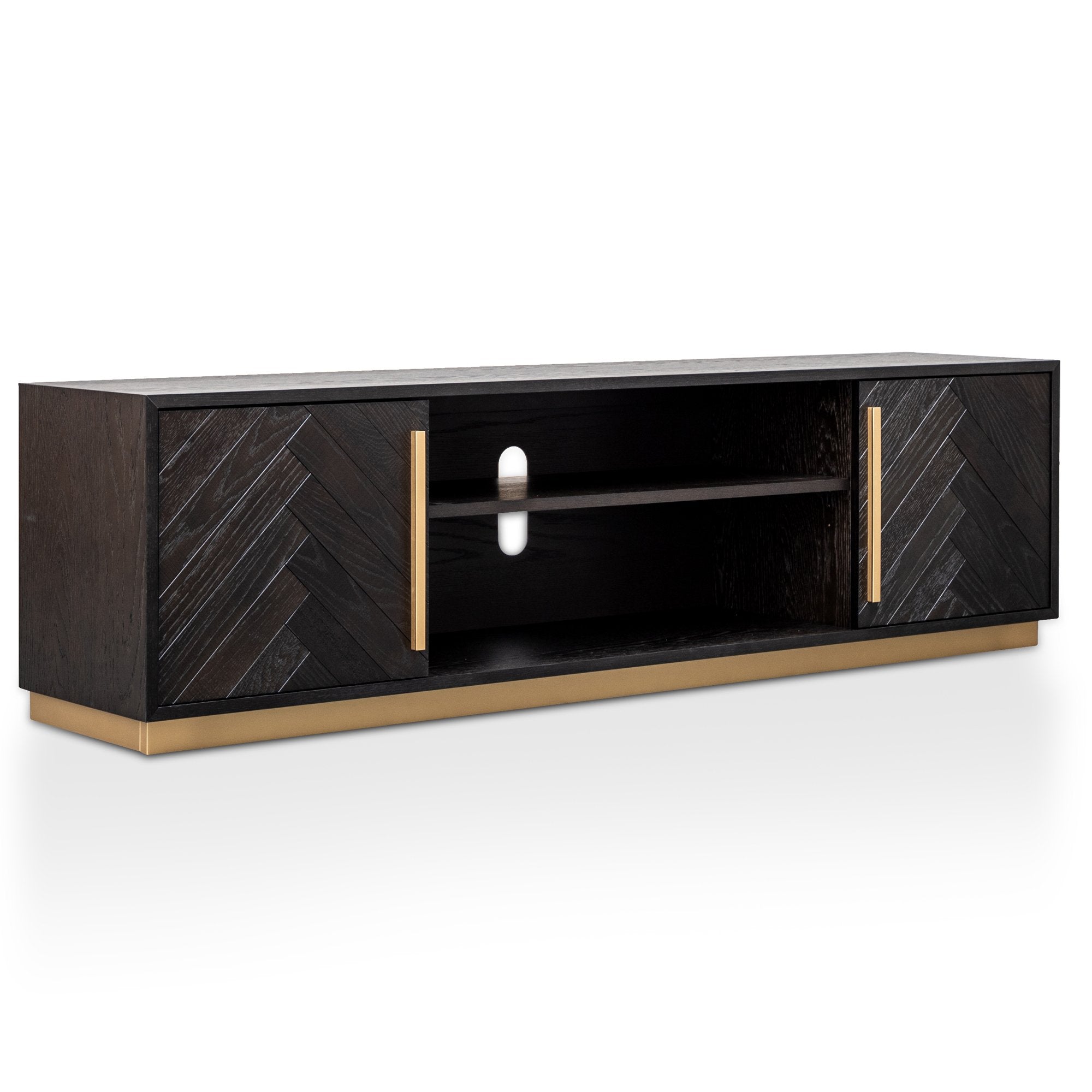 Willow Wooden TV Entertainment Unit - Ash Wood and Brass - TV Units