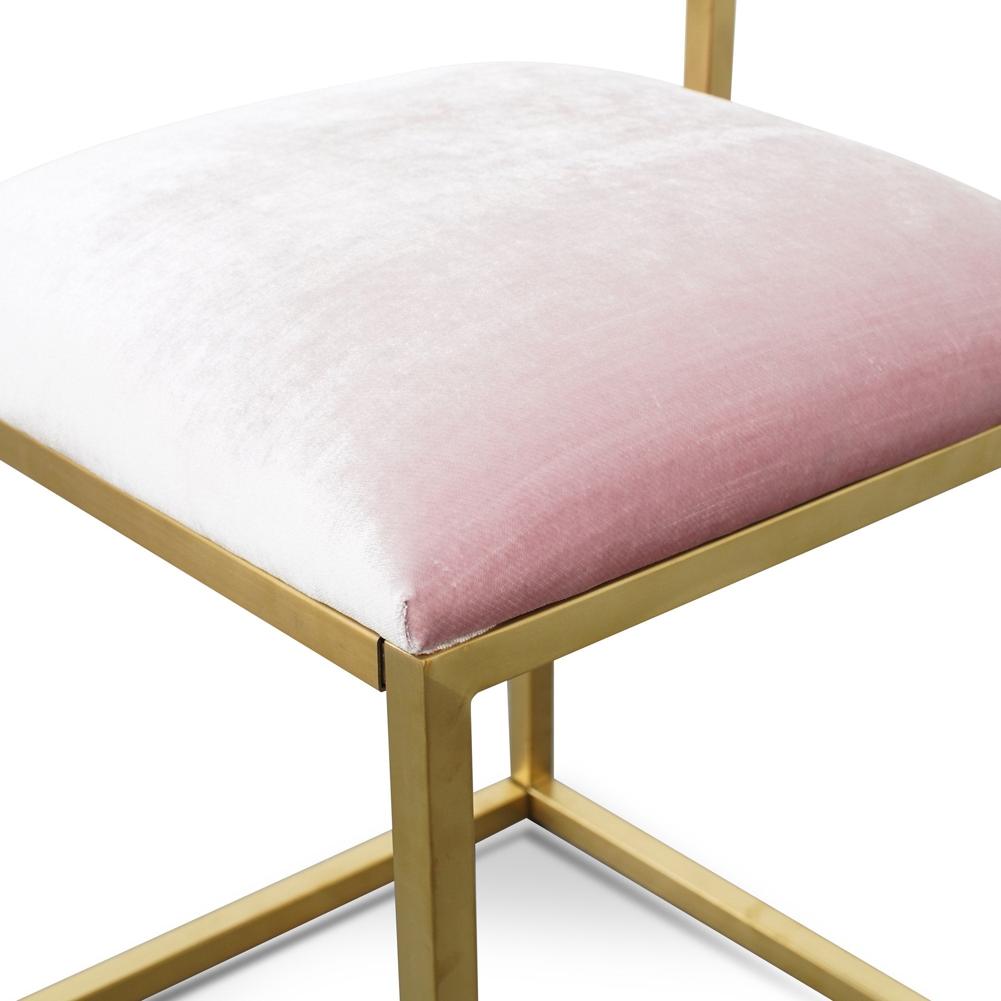 Zaynab Pink Velvet Chair - Brushed Gold Base - Dining Chairs