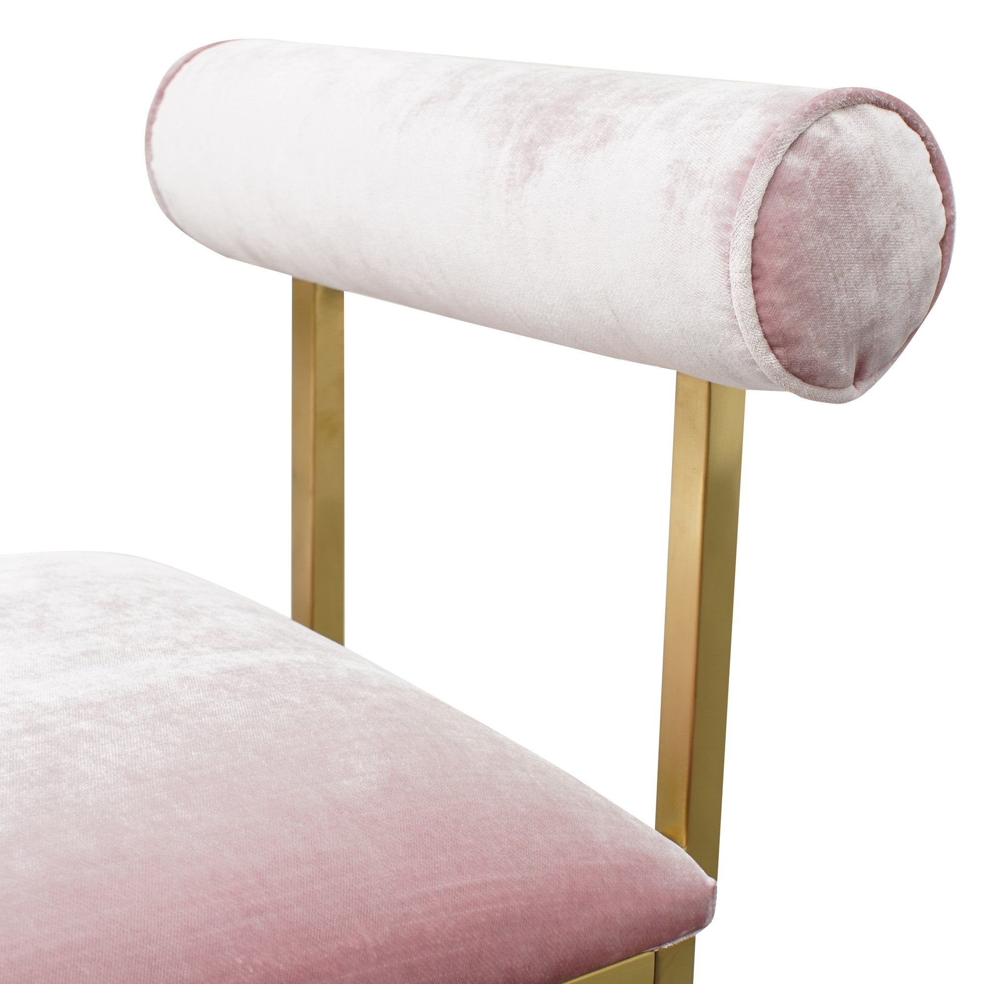 Zaynab Pink Velvet Chair - Brushed Gold Base - Dining Chairs