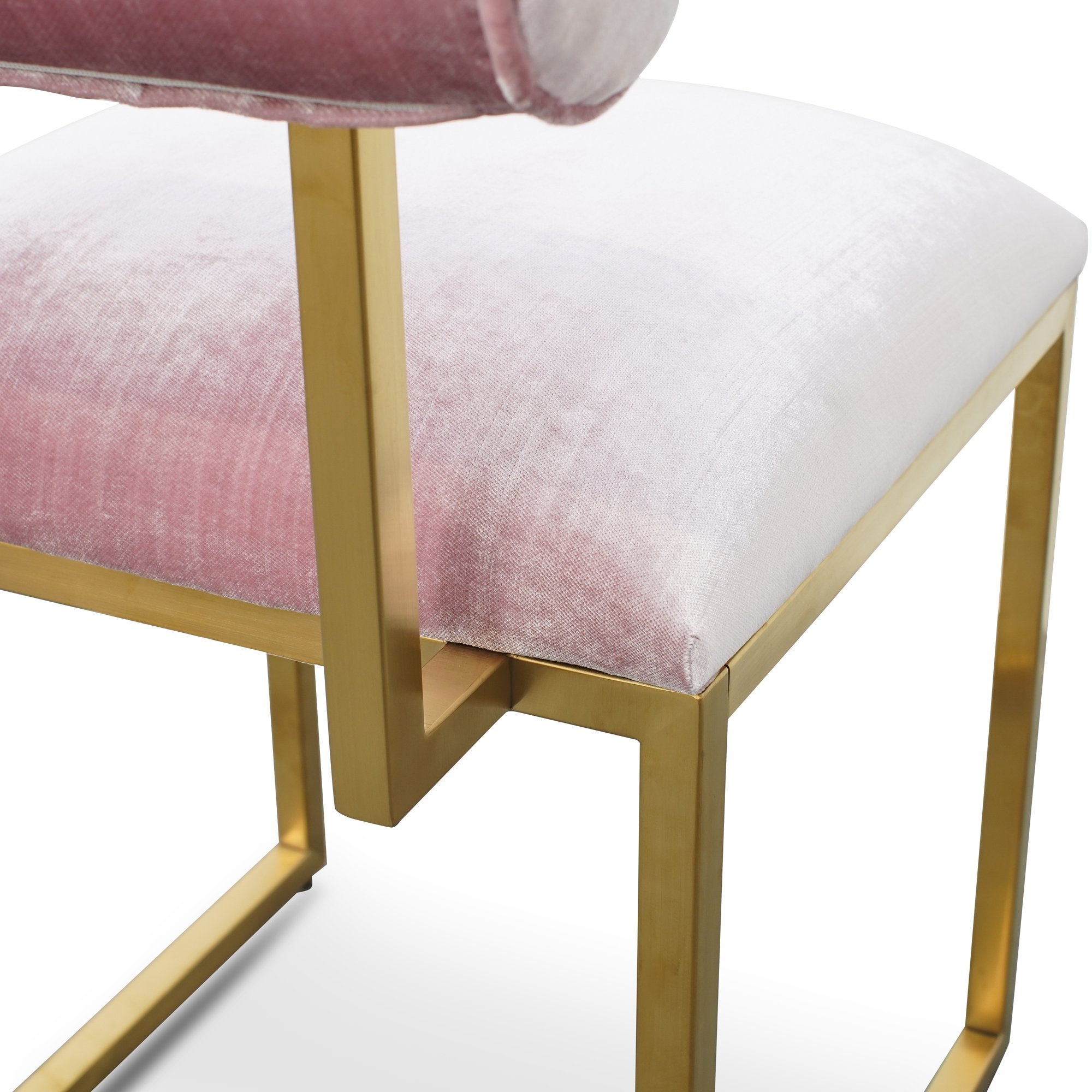 Zaynab Pink Velvet Chair - Brushed Gold Base - Dining Chairs