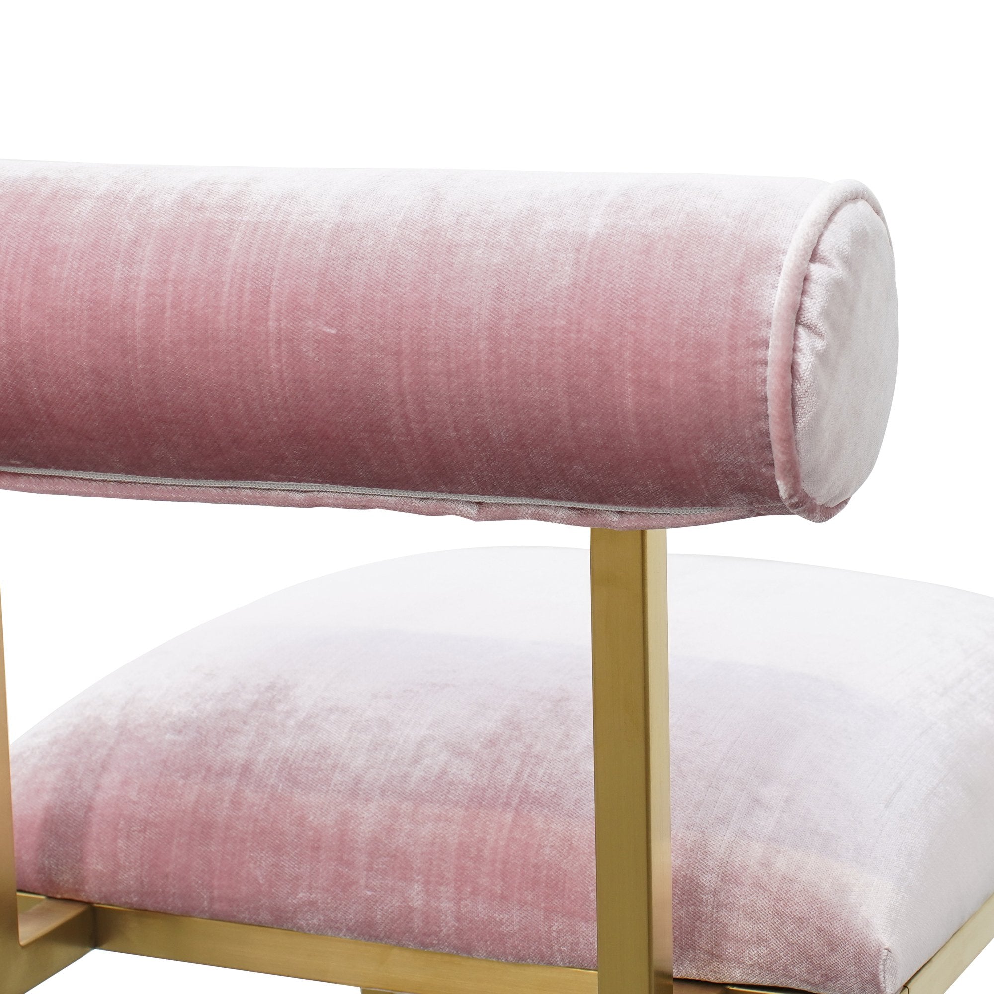 Zaynab Pink Velvet Chair - Brushed Gold Base - Dining Chairs