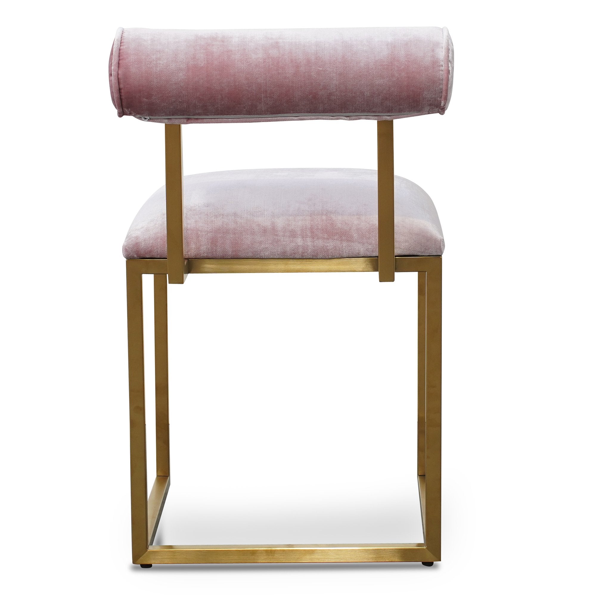 Zaynab Pink Velvet Chair - Brushed Gold Base - Dining Chairs